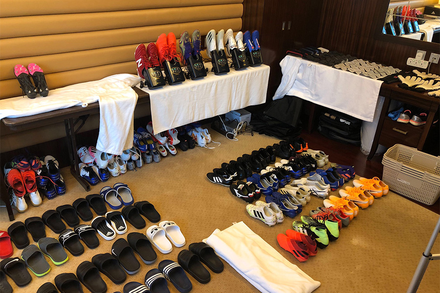 試合当日は深夜までアフターケアを行うホペイロの部屋【写真提供:横浜F・マリノス】