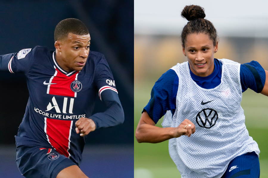 PSGのキリアン・ムバッペとアメリカ女子代表のリン・ウィリアムズ【写真:Getty Images】