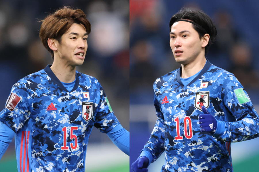 日本代表FW大迫勇也とMF南野拓実【写真：高橋 学】