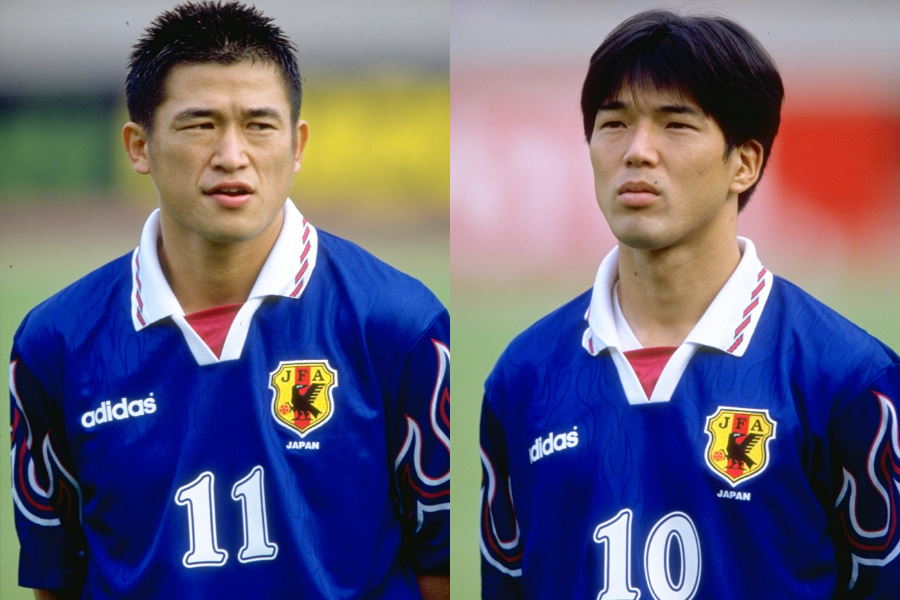 日本代表時代のFW三浦知良（現・横浜FC）とMF名波浩氏【写真：Getty Images】