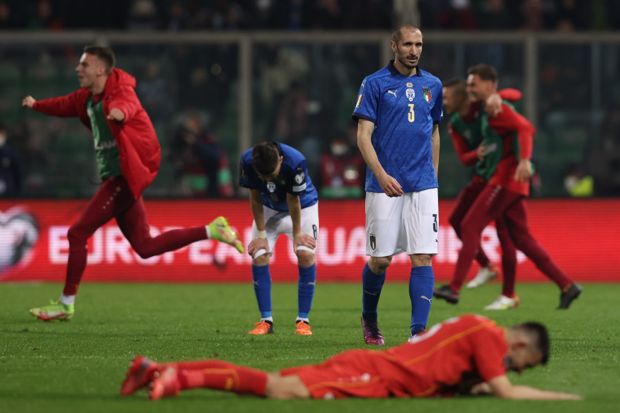 欧州予選プレーオフで北マケドニア代表に敗れたイタリア代表【写真：Getty Images】