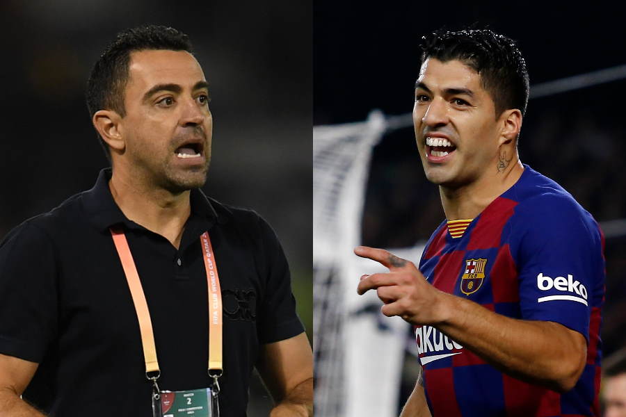 バルサFWスアレス(右)、クラブOBシャビの監督就任の可能性に言及【写真:Getty Images】