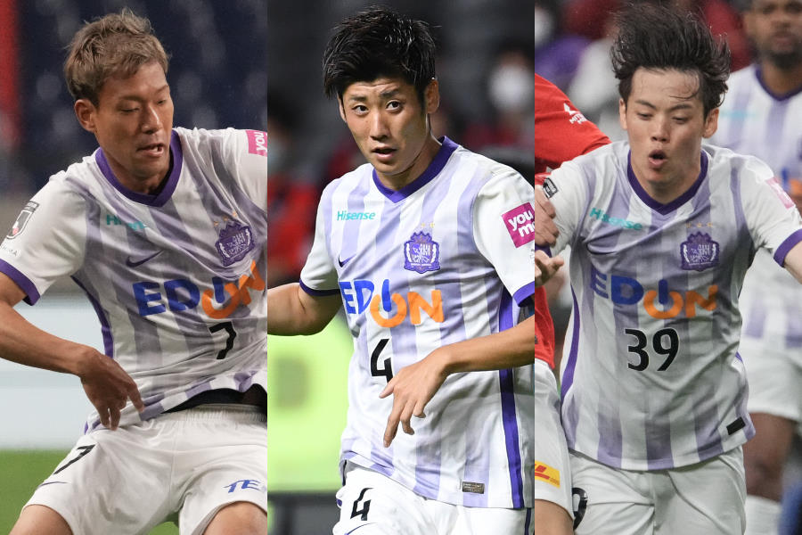広島のMF野津田岳人、DF荒木隼人、MF満田誠【写真：Getty Images】