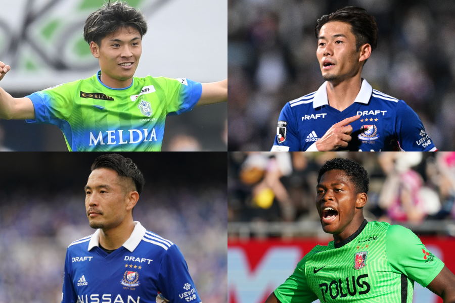 FW町野修斗、DF小池龍太、GK鈴木彩艶、MF水沼宏太（左上から時計回り）【写真：Getty Images ＆ 徳原隆元】