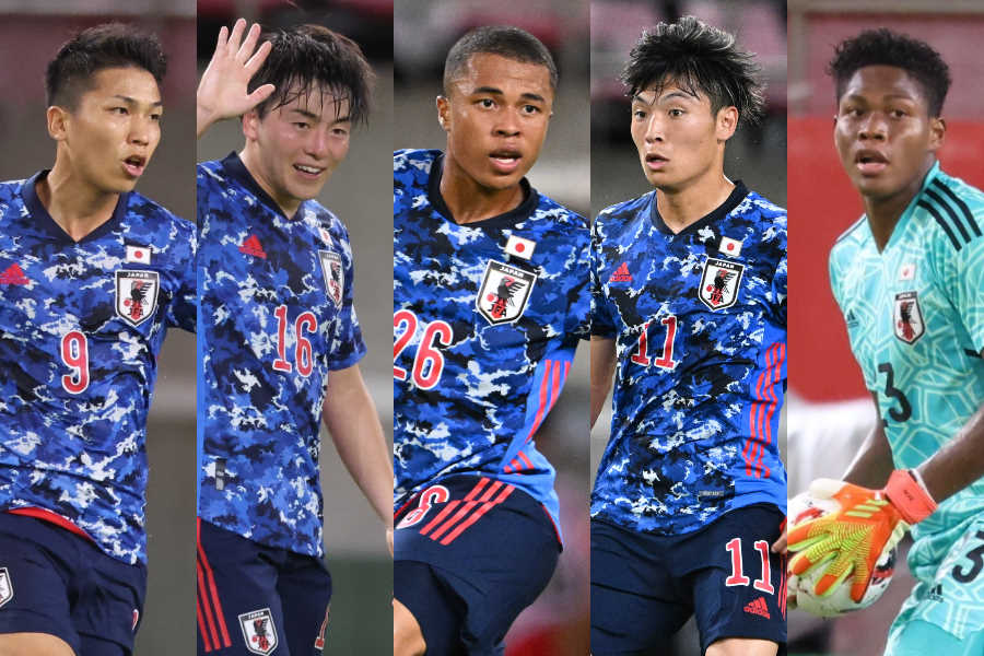 （左から）西村拓真、相馬勇紀、藤田譲瑠チマ、町野修斗、鈴木彩艶【写真：高橋 学 & 徳原隆元】