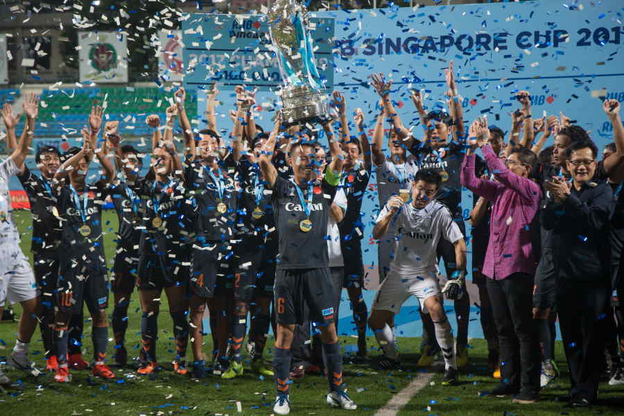 アルビレックス新潟シンガポールが喜ぶ様子【写真：©Albirex Niigata FC Singapore】