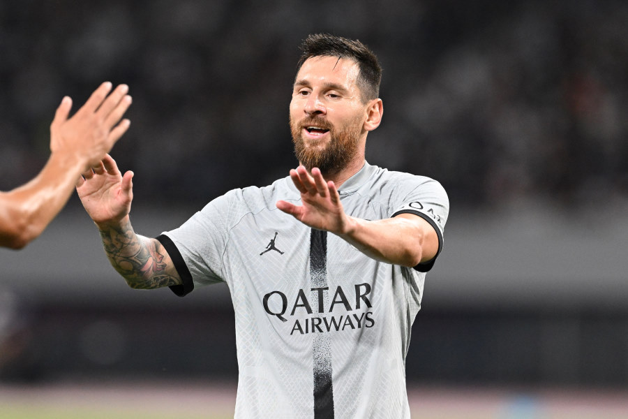 先制ゴールを決めたPSGのアルゼンチン代表FWリオネル・メッシ【写真：徳原隆元】