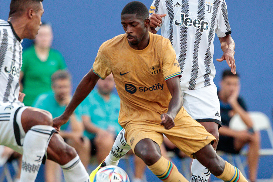 ユベントス戦でゴールを決めたFWウスマン・デンベレ【写真：Getty Images】