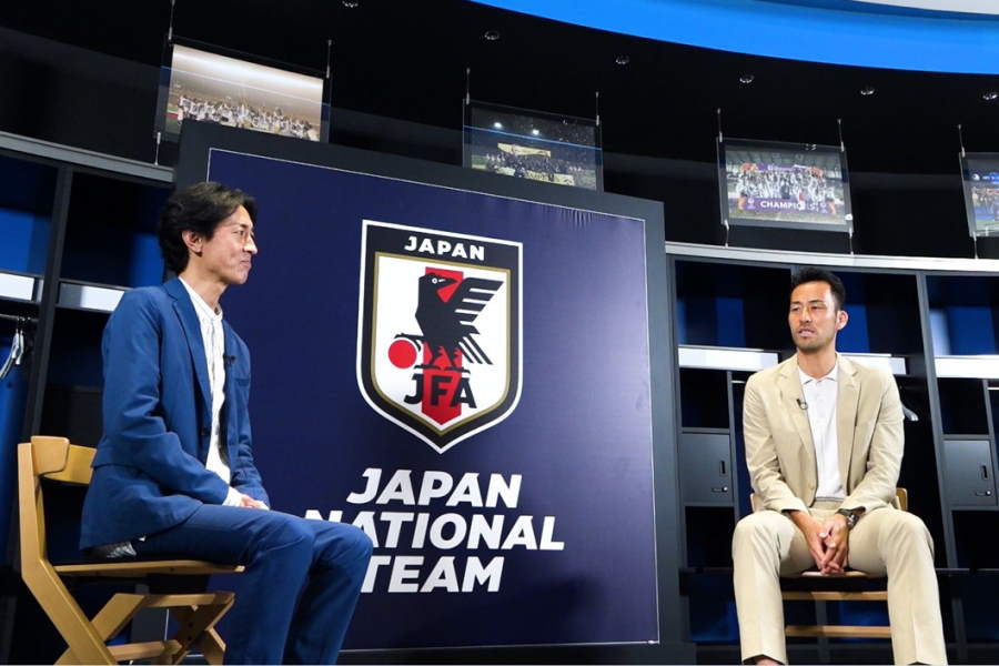 日本代表DF吉田麻也とABEMA W杯キャスター矢部浩之さん【（C）AbemaTV,Inc.】