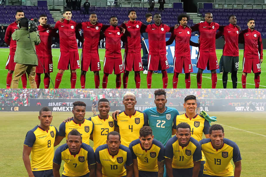 開幕戦で戦うカタール代表（上）とエクアドル代表（下）【写真：Getty Images】