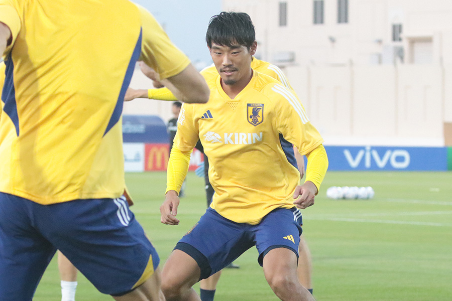 守田英正が全体練習に合流【写真:FOOTBALL ZONE編集部】