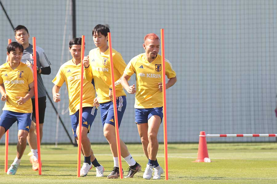 コスタリカ戦に向けてトレーニングする日本代表【写真：FOOTBALL ZONE編集部】