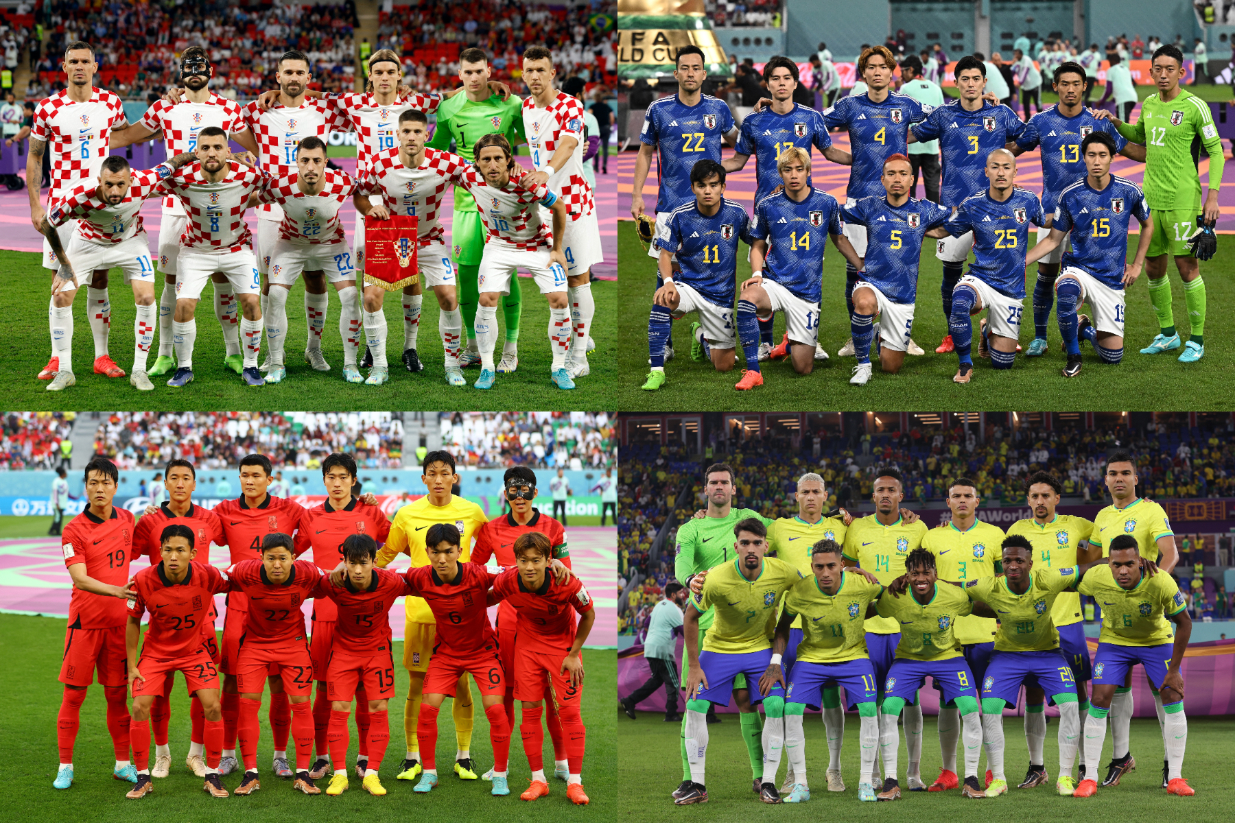 ベスト8を懸けて日本代表はクロアチア代表と対戦、韓国代表はブラジル代表と対戦【写真：ロイター】