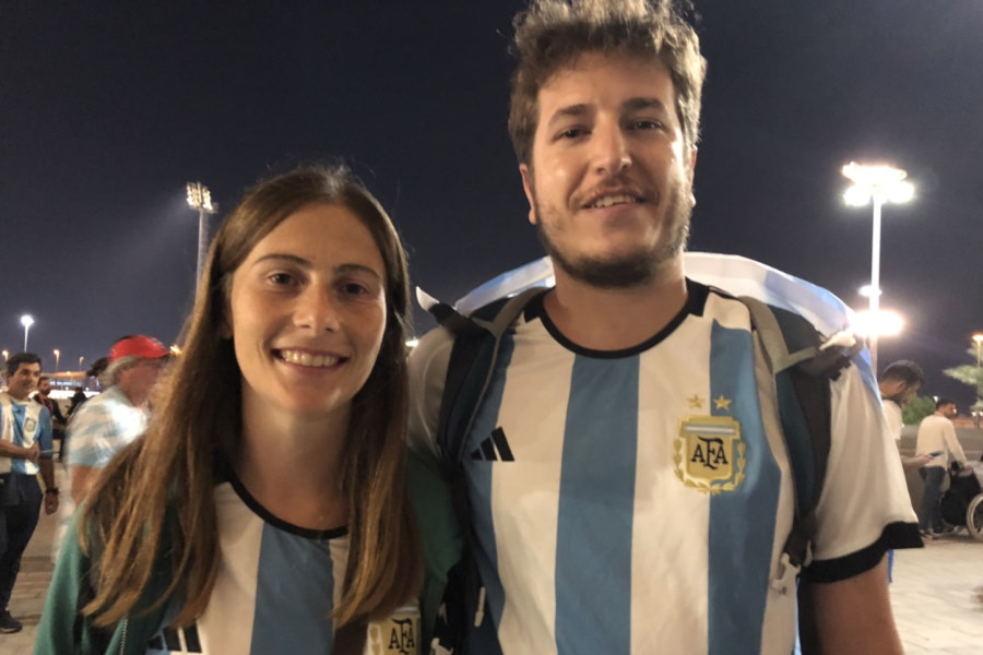 アルゼンチン代表のサポーターは大盛り上がり【写真：FOOTBALL ZONE編集部】