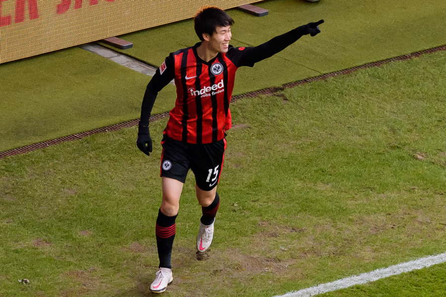 ドルトムント戦で先制点を決めたフランクフルトMF鎌田大地【写真：Getty Images】