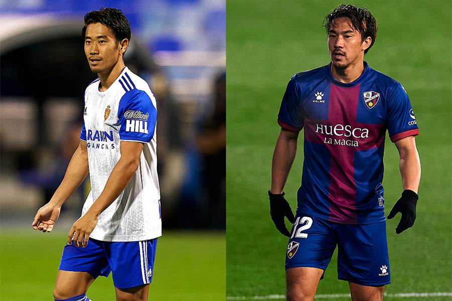 現在はフリーのMF香川真司とウエスカで活躍するFW岡崎慎司【写真:Getty Images】