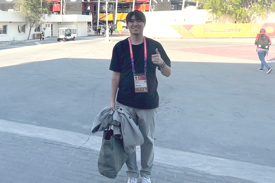 日本戦や決勝戦などで実況を担当したテレビ朝日の寺川俊平アナウンサー【写真:本人提供】