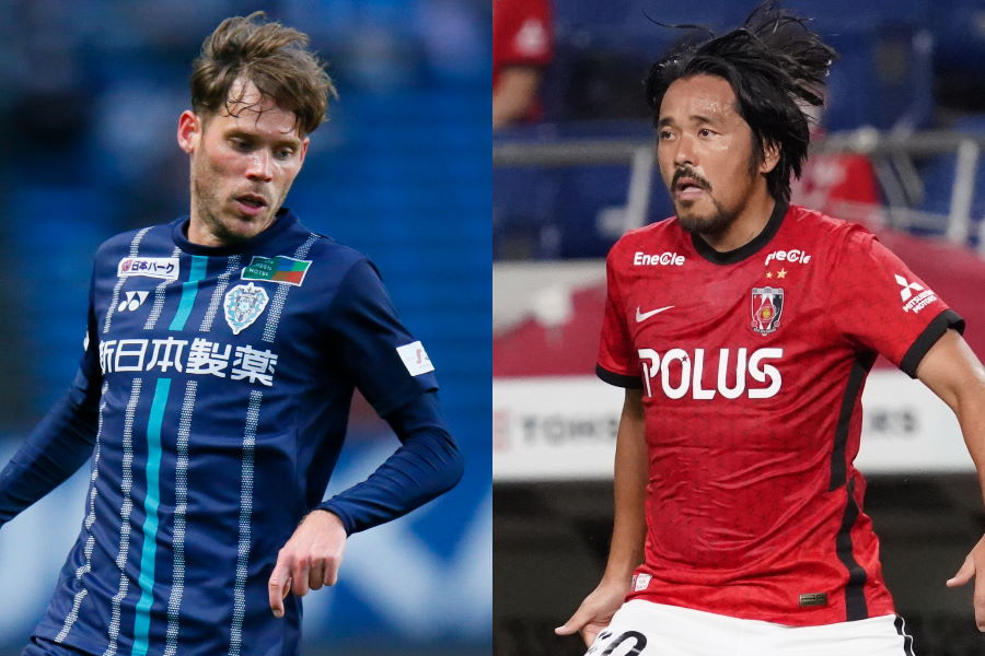 元スウェーデン代表DFエミル・サロモンソンと元日本代表FW興梠慎三【写真:©avispa fukuoka & Getty Images】