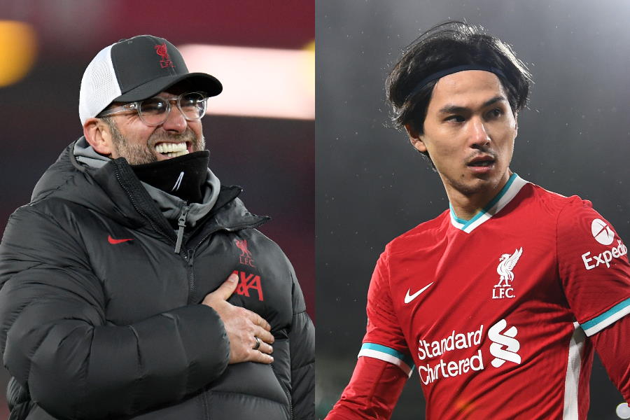 リバプールのクロップ監督(左)とMF南野拓実【写真:Getty Images & AP】