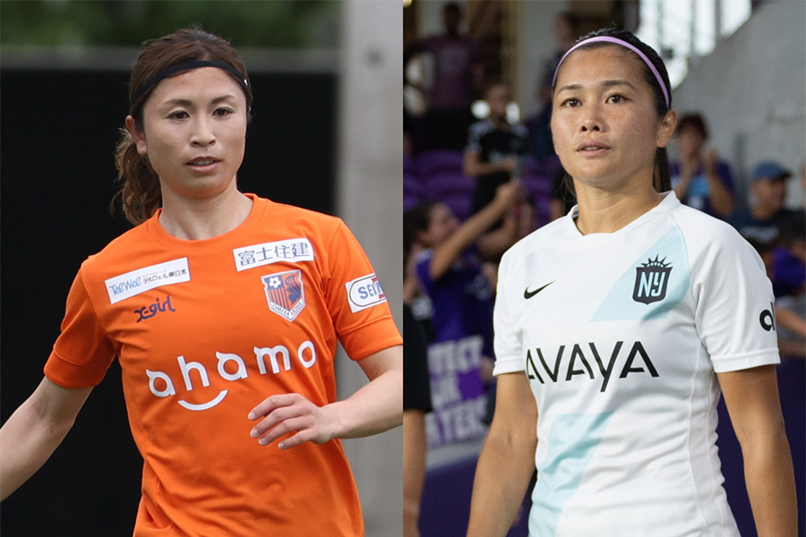 ゴッサムFCに所属するFW川澄奈穂美（右）と大宮Vに所属するDF鮫島彩（左）【写真：Getty Images & 高橋 学】