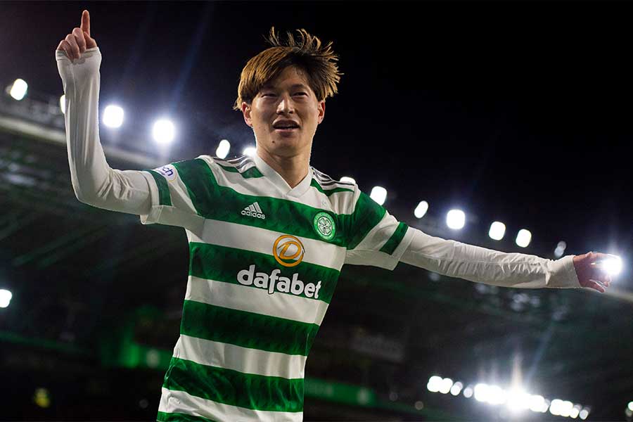 セント・ミレン戦で2ゴールを挙げた古橋亨梧【写真：Getty Images】