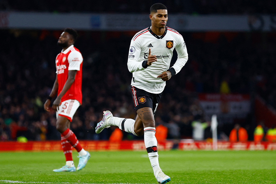 アーセナル戦で先制ゴールを決めたラッシュフォード【写真：ロイター】