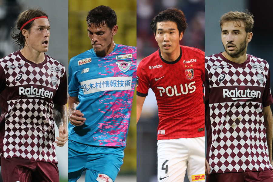 2021年J1「総パス数」ランキング選出の酒井、エドゥアルド、岩波、サンペール【写真:Getty Images & 井上智博 & 高橋 学】