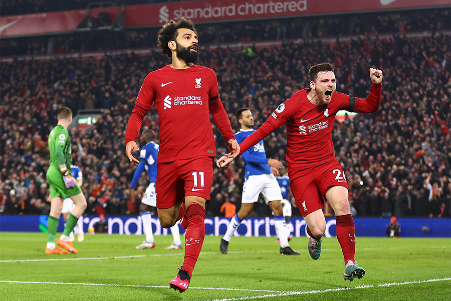 エバートンに勝利したリバプール【写真:ロイター】