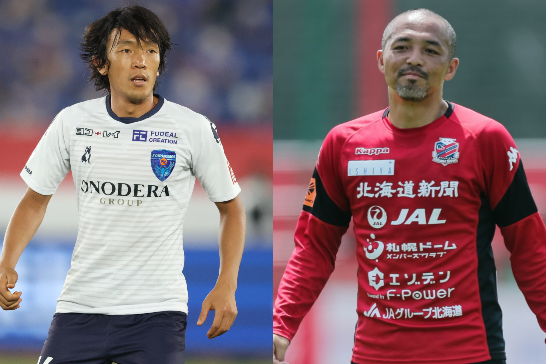 横浜FCでプレーするMF中村俊輔と札幌MF小野伸二【写真：高橋 学 ＆ グレアトーン】