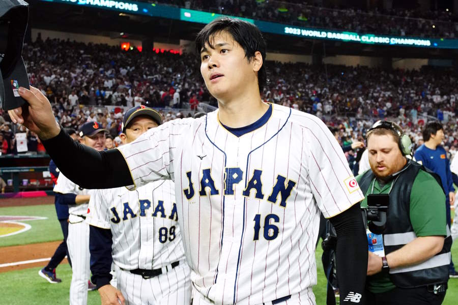 ロッカー室で演説する大谷翔平の映像に現役Jリーガーが反応【写真：Getty Images】