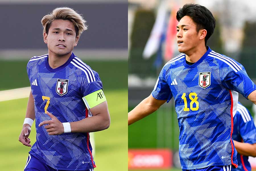 U-20アジアカップを終えてチームに合流した松木玖生 （左）と熊田直紀 【写真：GettyImages2023 Asian Football Confederation （AFC）】