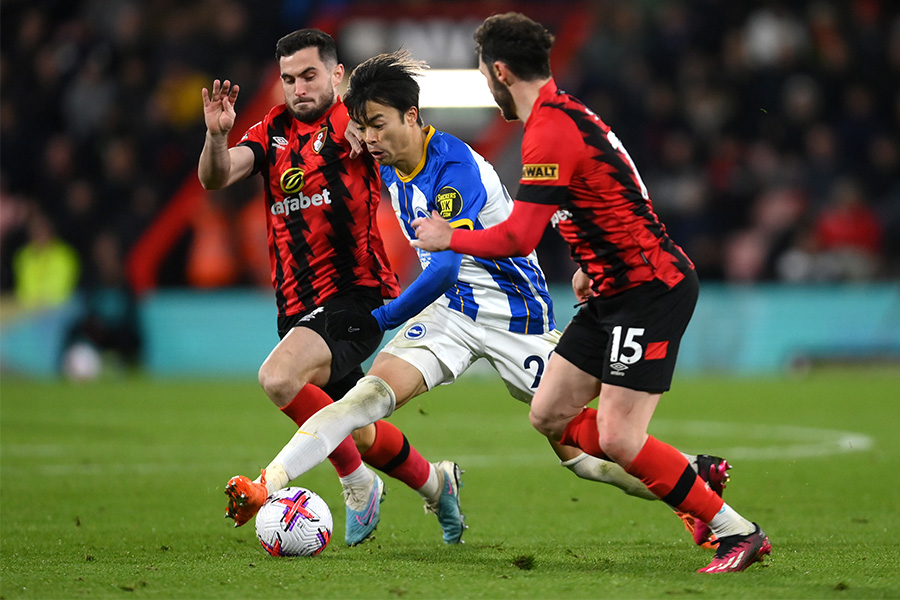 ボーンマス戦でハイパフォーマンスを見せた三笘薫【写真:Getty Images】