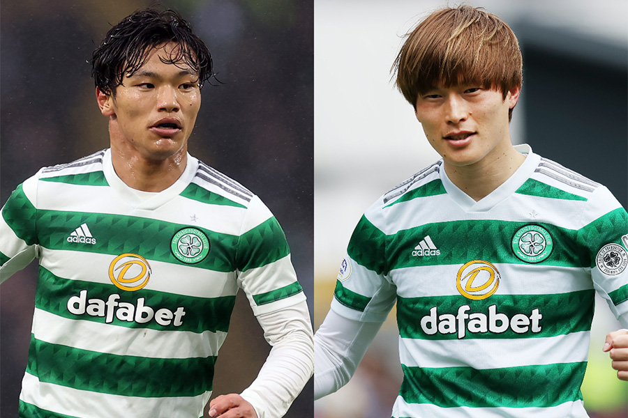 セルティックでプレーする旗手怜央と古橋亨梧【写真：Getty Images】