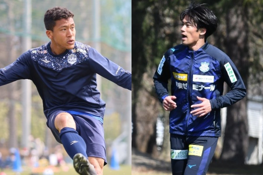 イサカ・ゼインと神谷凱士【写真：(C)MONTEDIO YAMAGATA & (C)2023VFK】