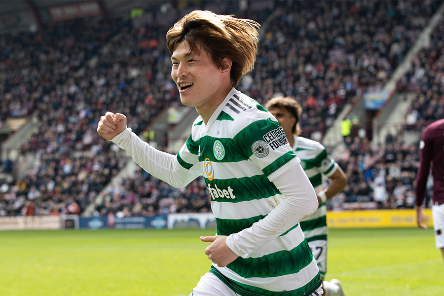 古橋亨梧がハーツ戦で今季公式戦30ゴールを達成【写真：Getty Images】