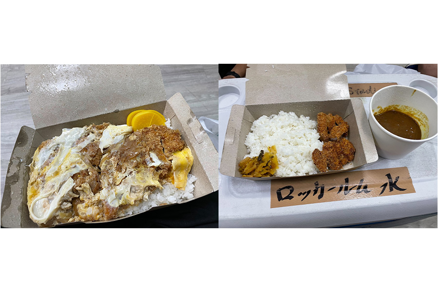 グループ第4節でいただいたカツ丼（左）と第5節時のカツカレー（右）【写真提供：横浜F・マリノス】