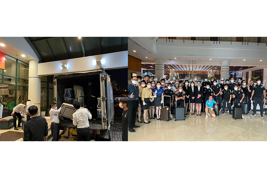 帰国に向け早朝からの荷出し作業も思ったよりもスムーズに進行【写真提供：横浜F・マリノス】