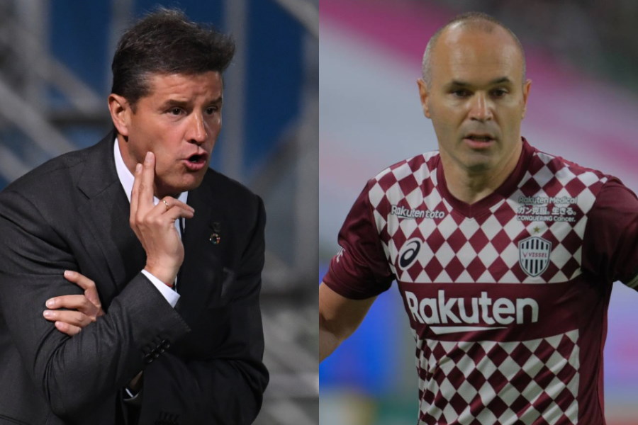 浦和のロドリゲス監督と神戸の元スペイン代表MFイニエスタ【写真:井上智博 & Getty Images】