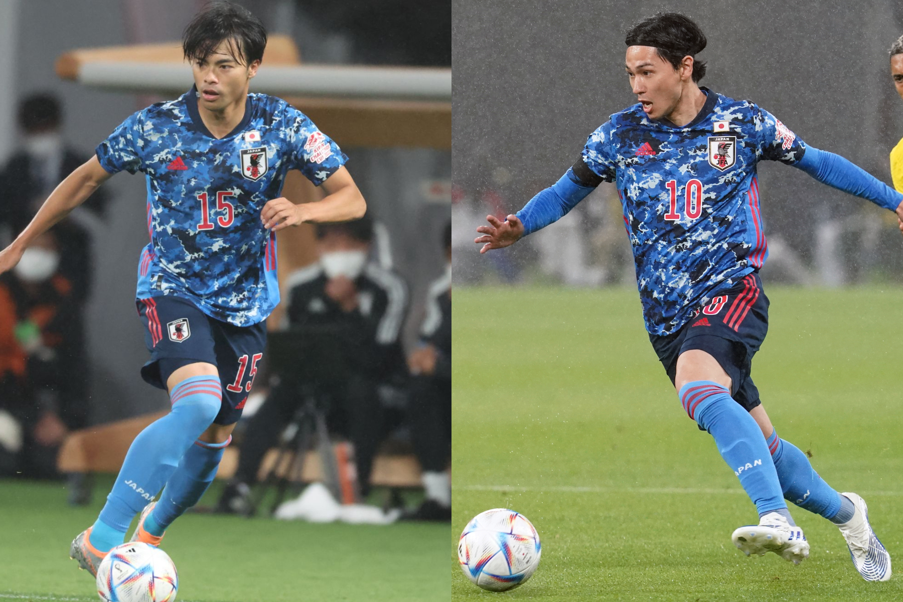 ブラジル戦に出場したMF三笘薫とMF南野拓実【写真：高橋 学 & Getty Images】
