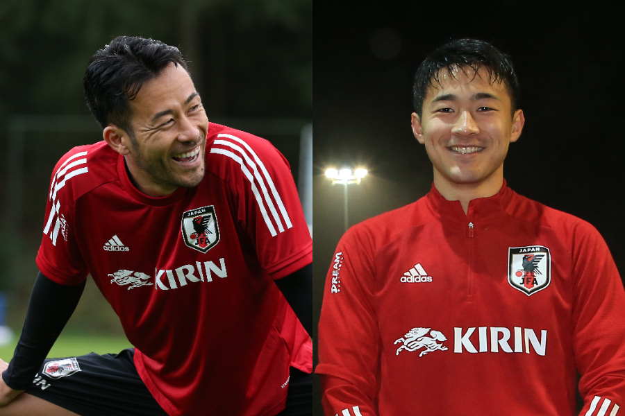 名古屋OBの日本代表DF吉田麻也とDF菅原由勢【写真：©JFA】