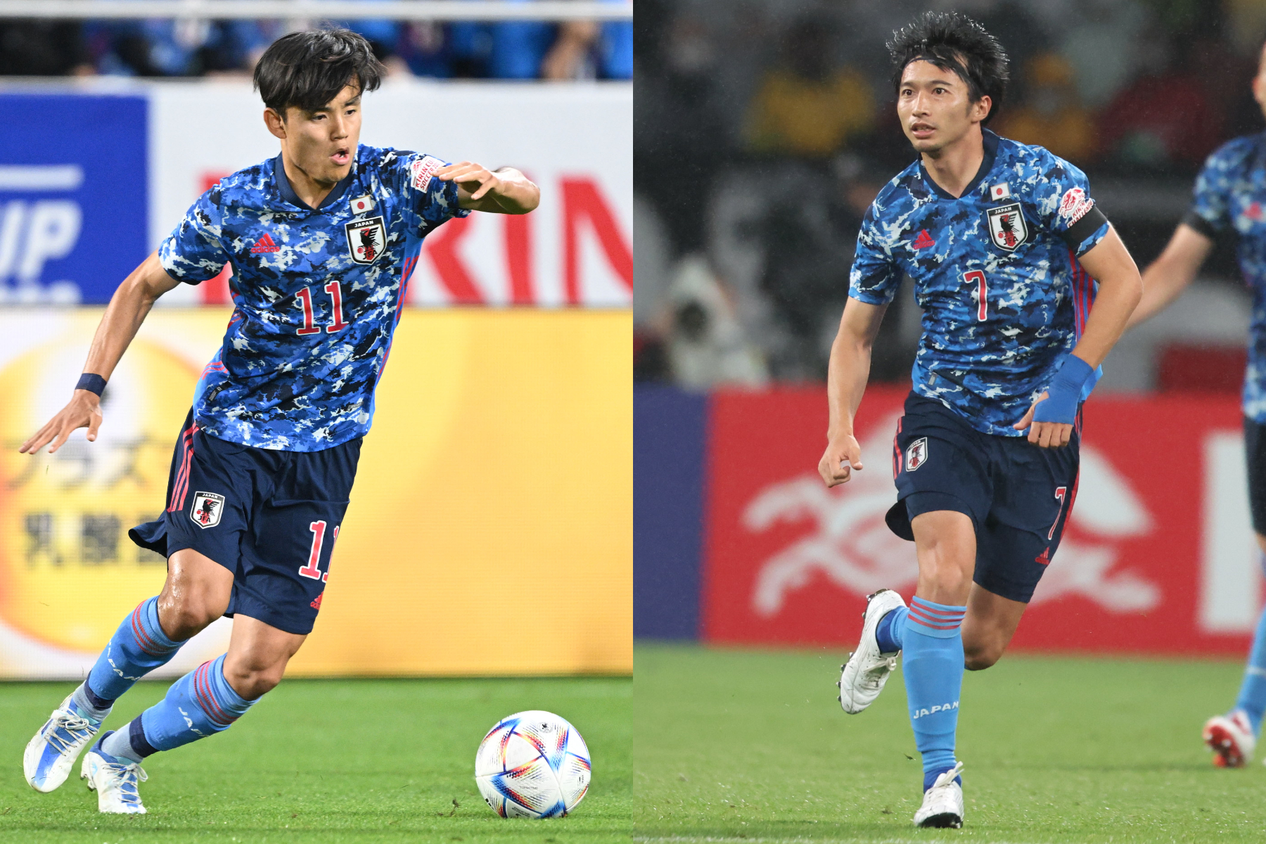 MF久保建英とMF柴崎岳【写真:徳原隆元 & 高橋 学】