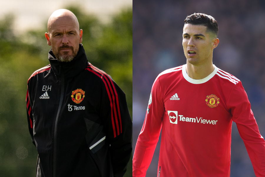 マンUのテン・ハフ新監督とC・ロナウド【写真：Getty Images】