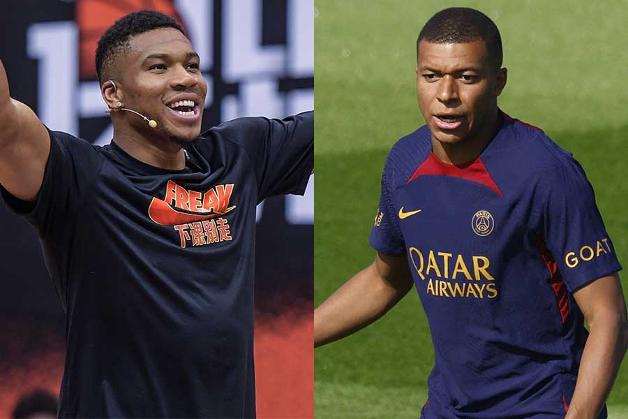 アデトクンボ（左）がムバッペへのオファーに反応【写真：Getty Images & Reuters】