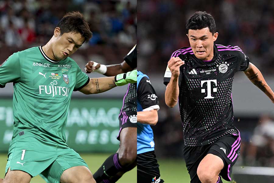 チョン・ソンリョン（左）とキム・ミンジェ【写真：Getty Images & 徳原隆元】