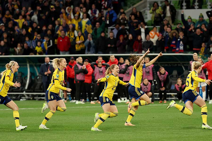 PK戦で8強進出を決めたスウェーデン女子代表【写真:ロイター】