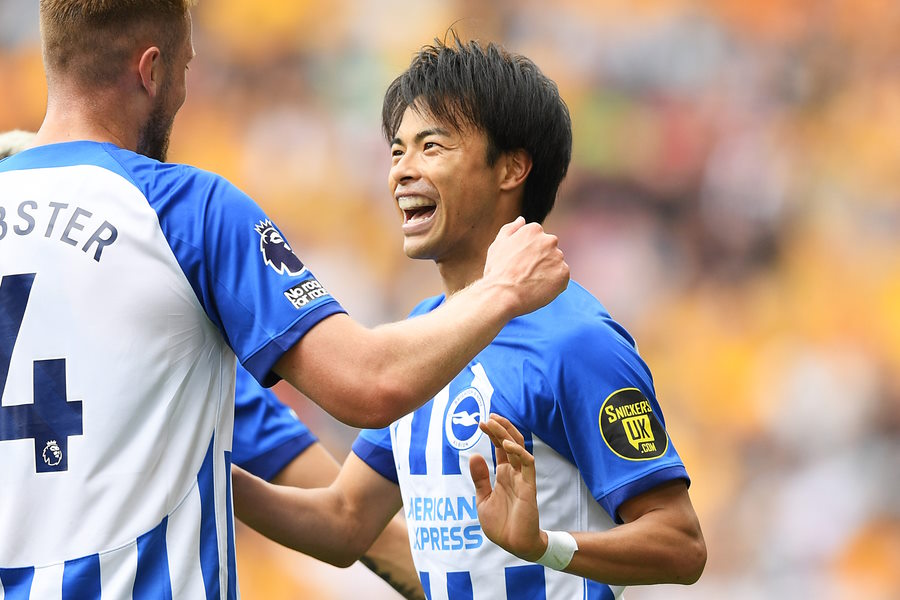 衝撃ゴールを決めたブライトン三笘薫【写真:Getty Images】