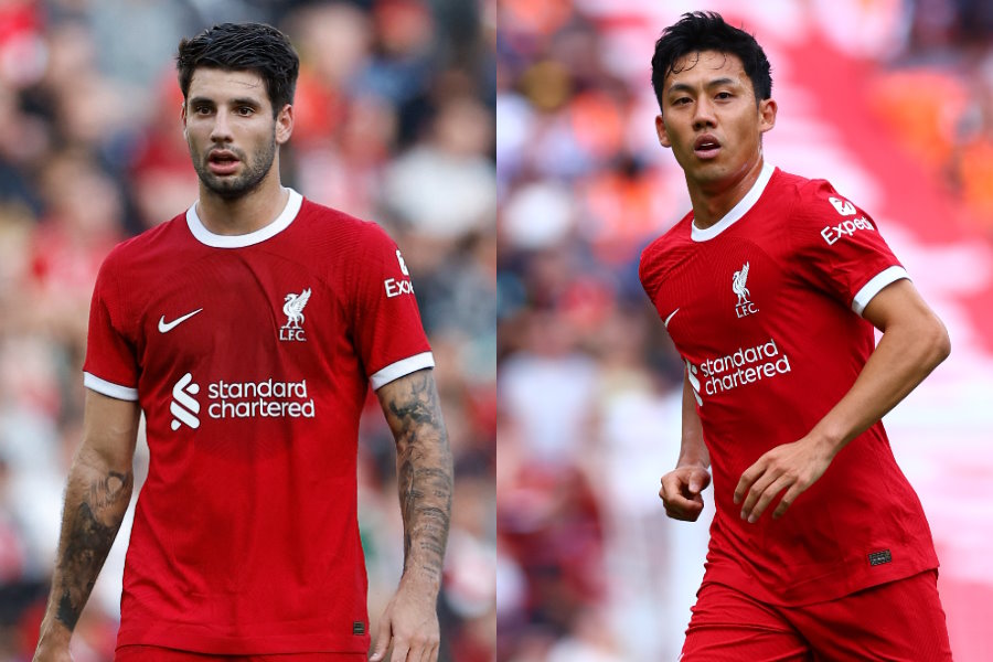 リバプールでプレーするドミニク・ソボスライと遠藤航【写真:ロイター & Getty Images】