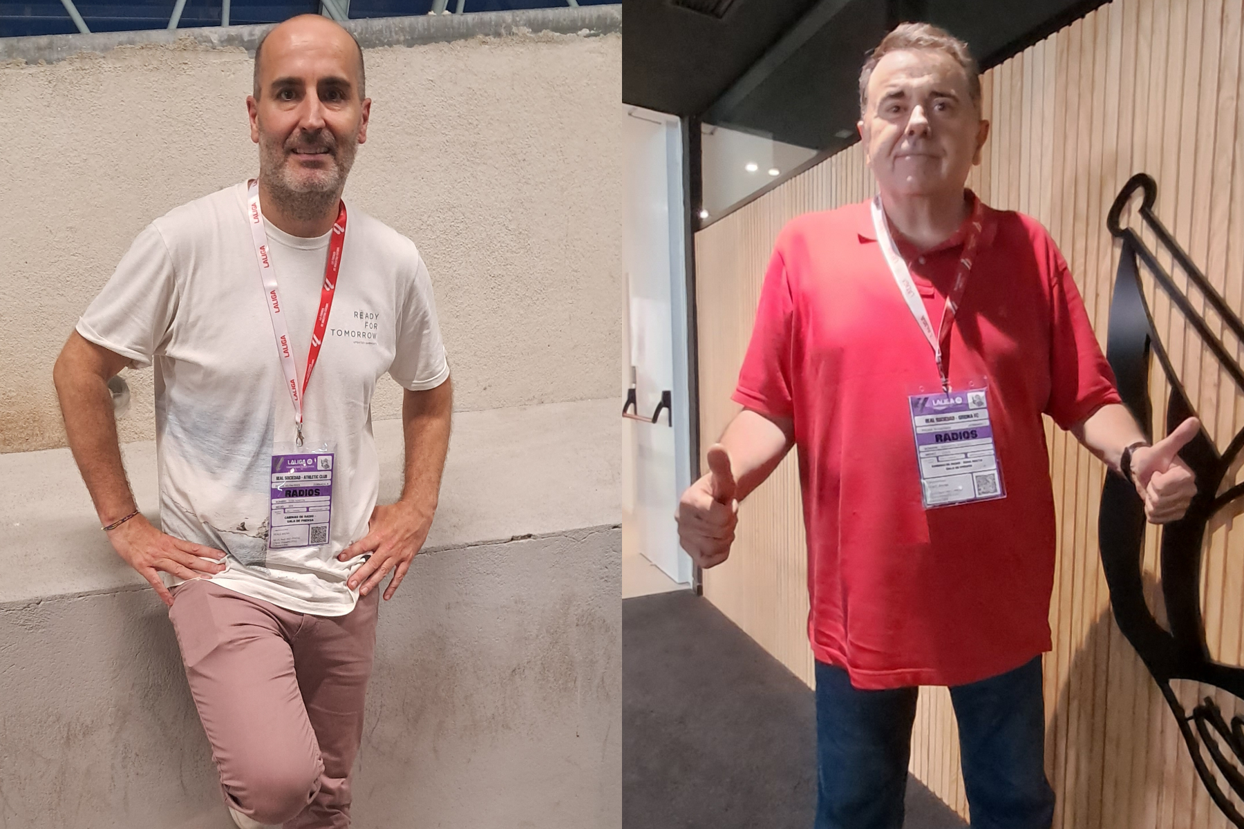 久保建英について語った「カデナ・セル」アスレティック番記者のイバン・マルティン氏（左）、「カデナ・コペ」ソシエダ番記者のマウリシオ・イディアケス氏（右）【写真：高橋智行】