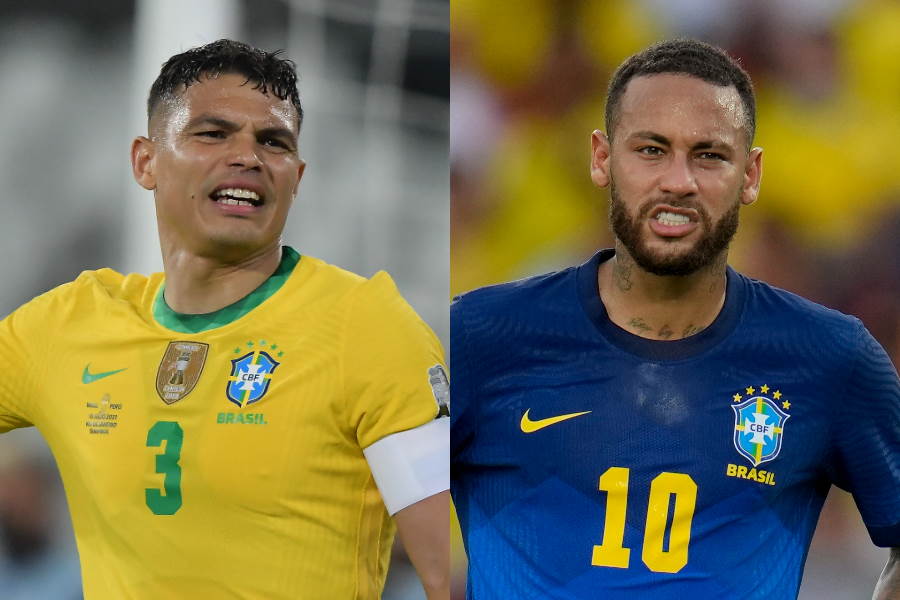 ブラジル代表のチアゴ・シウバとネイマール【写真：Getty Images ＆ AP】