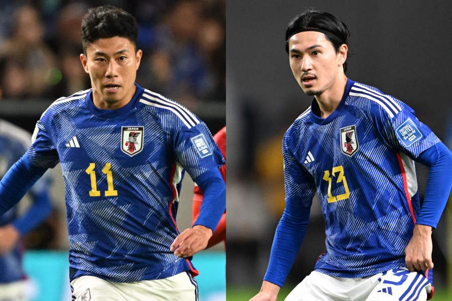 日本代表の細谷真大と南野拓実【写真:徳原隆元】